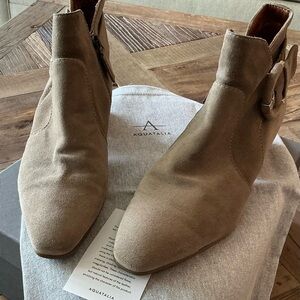 Aquatalia Fiamma Tan Suede Ankle Boots, size 9